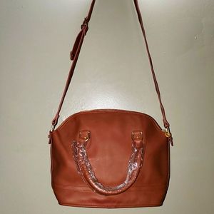 NWOT Vintage Cognac Leather Carryall Bag